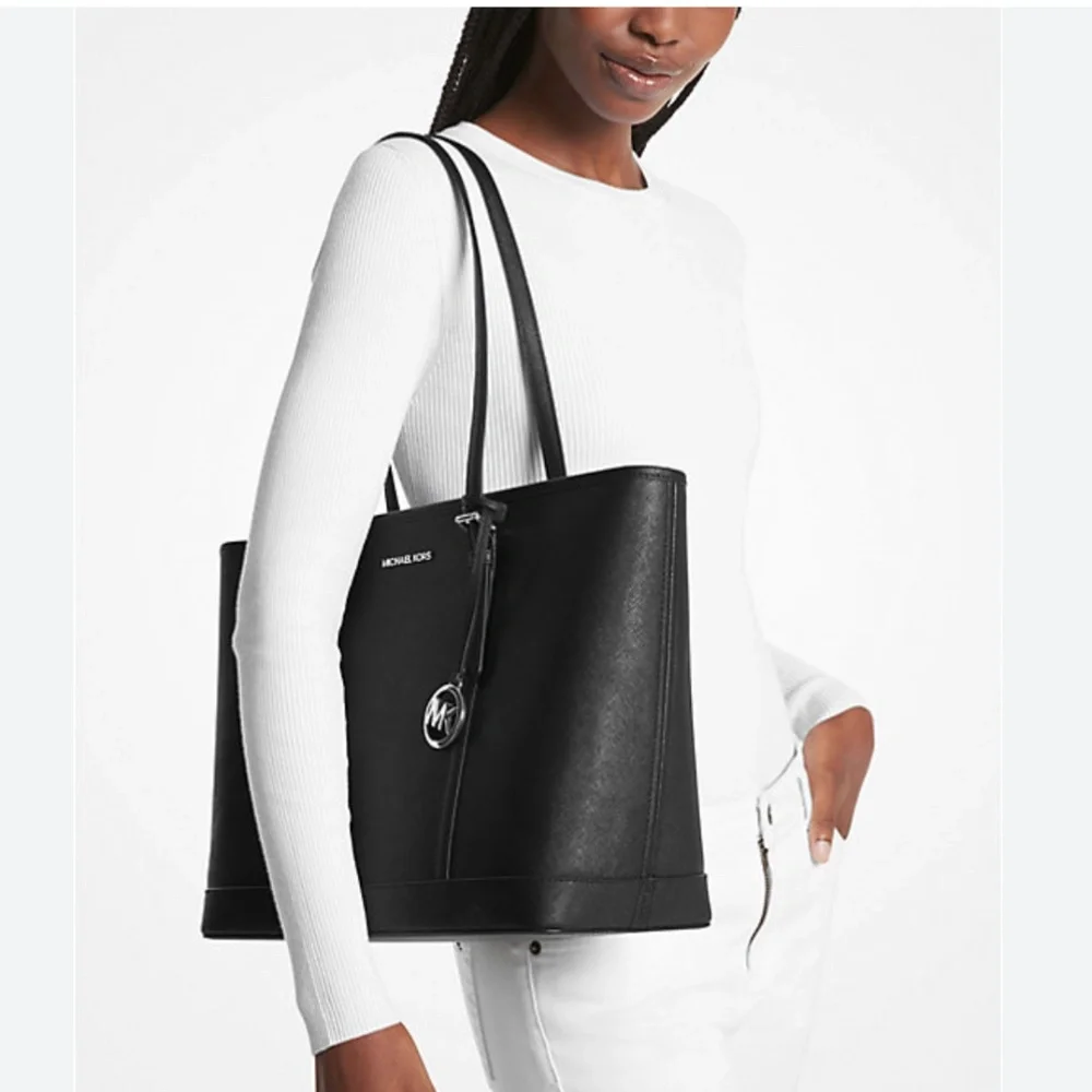 Michael Kors Black leather Tote Bag large MK purse